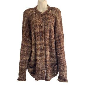 Vintage 80s Agatha Brown Woman's Sz M Brown Mohair Blend Caredigan Sweater Italy